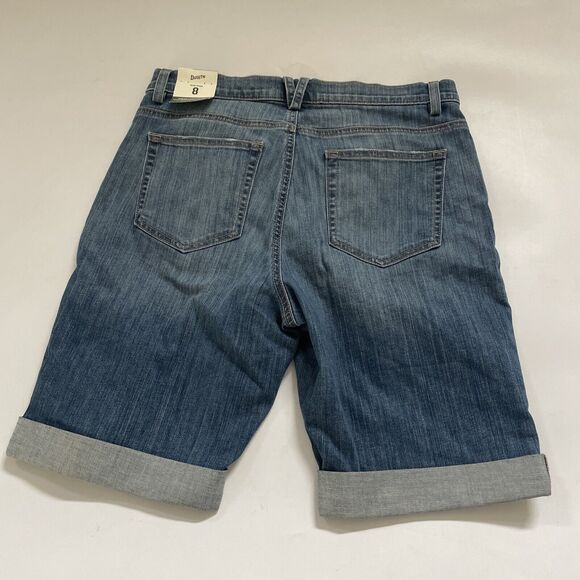 NWT Duluth Trading DuluthFlex Jean Shorts Midrise Bermuda Denim Womens Size 8 - Picture 2 of 8